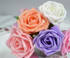 Rosas rococo de raso, flores de tela para decorar
